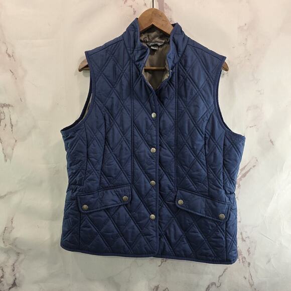 Eddie Bauer Vest Womens XL Blue Puffer Insulated Quilted Snap Synthetic Synch - Picture 1 of 12